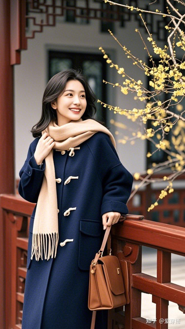 藏蓝色风衣如何搭配围巾?