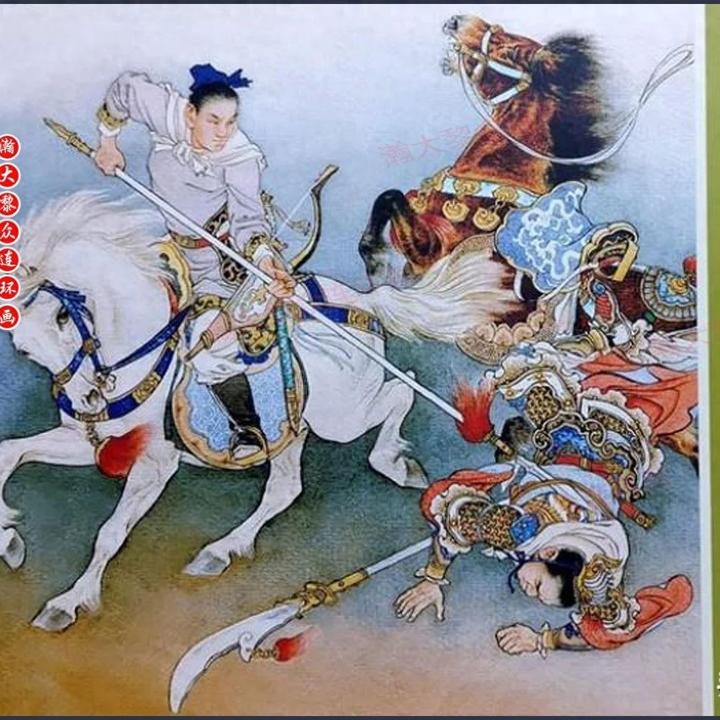 瀚大黎众|黑美版说岳全传彩绘连环画《枪挑小梁王》赵三岛严绍唐朱元