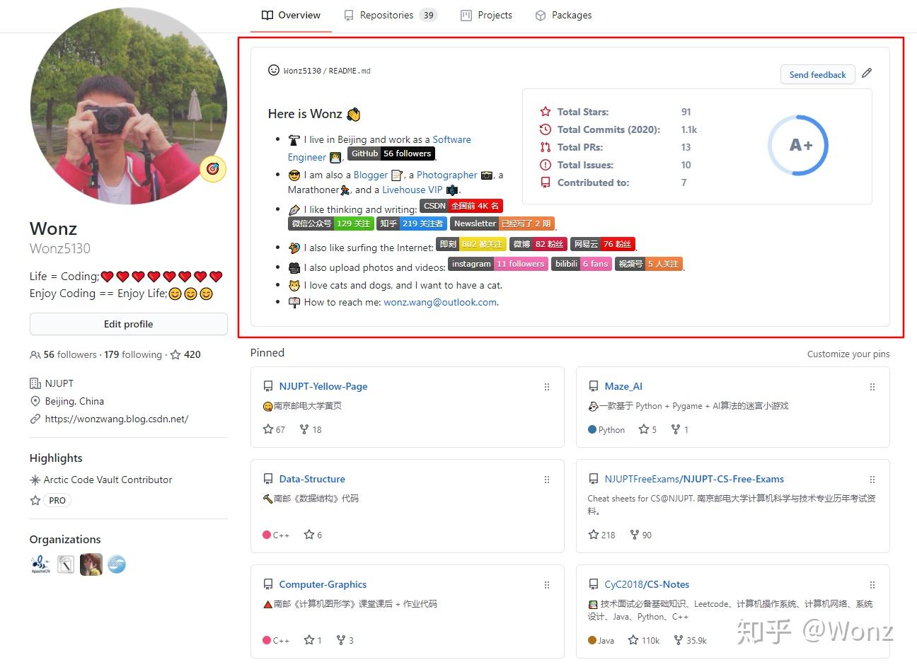 用 Shields.io 数据牌 + GitHub 统计卡片美化你的 GitHub profile - 知乎