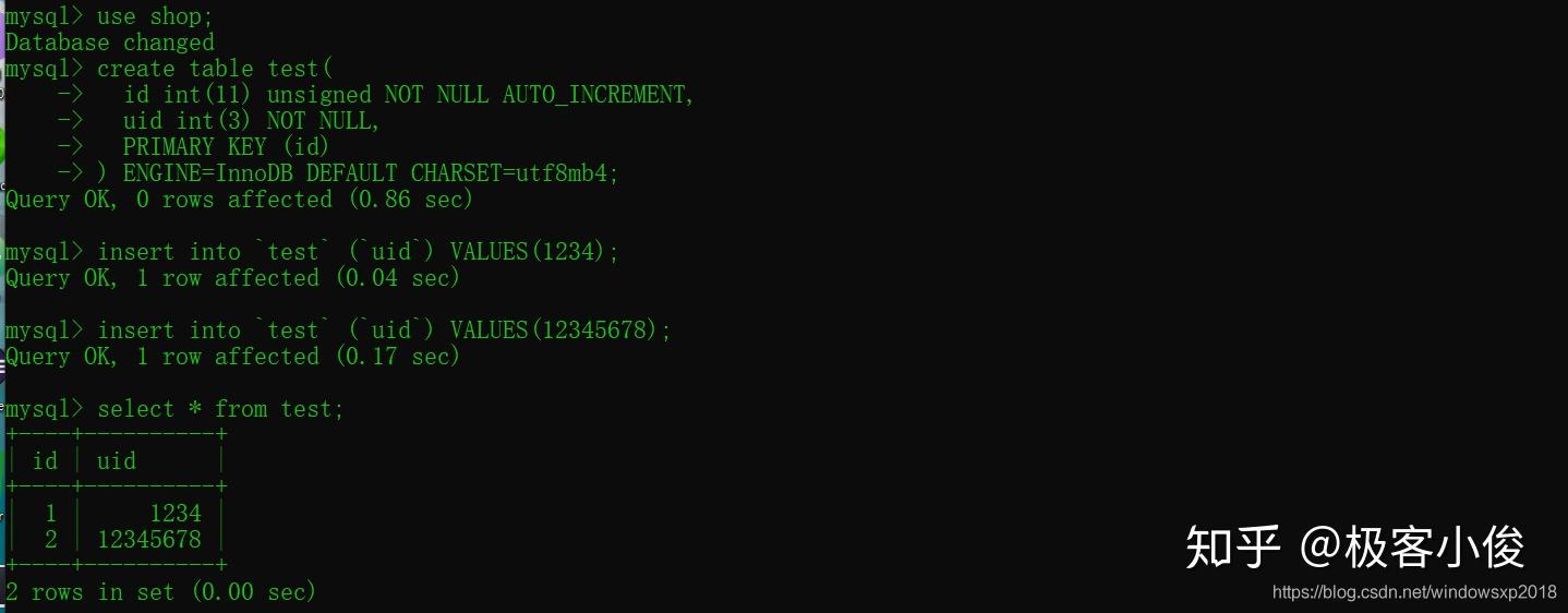 Mysql int 