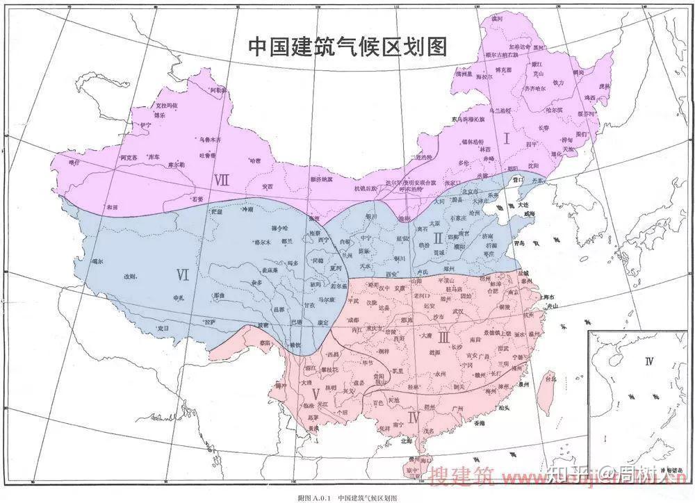 中国建筑气候区划图 知乎 