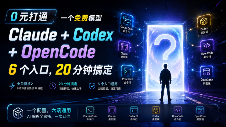 0 元打通 Claude + Codex + OpenCode：一个免费模型，6 个入口，20 分钟搞定 - 知乎