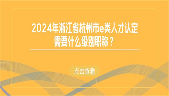 2024年浙江省杭州市e类人才认定需要什么级别职称? - 知乎