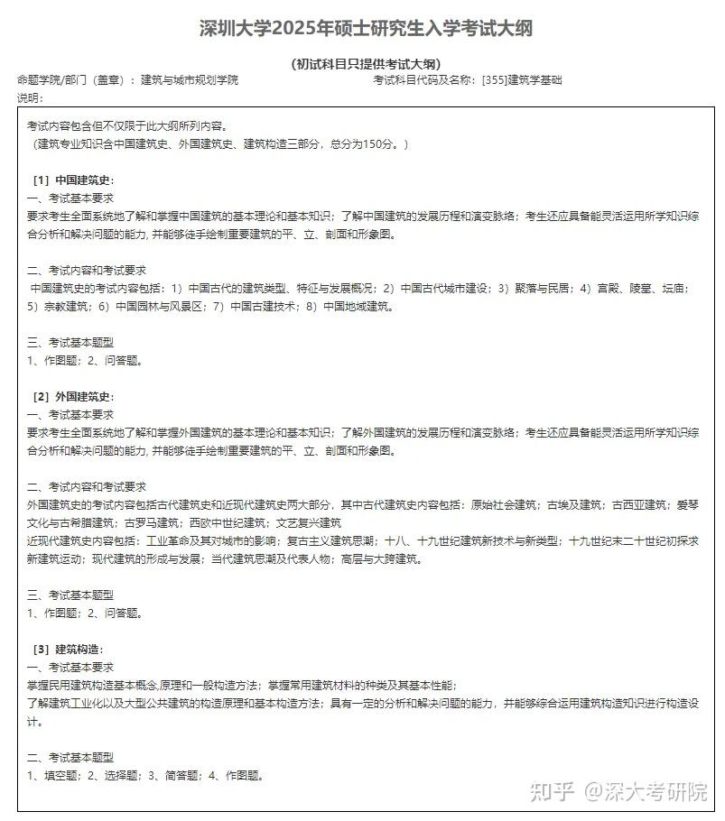 26考研 | 深大建筑学专业解读:专业介绍+考试大纲+录取情况+备考规划 - 知乎
