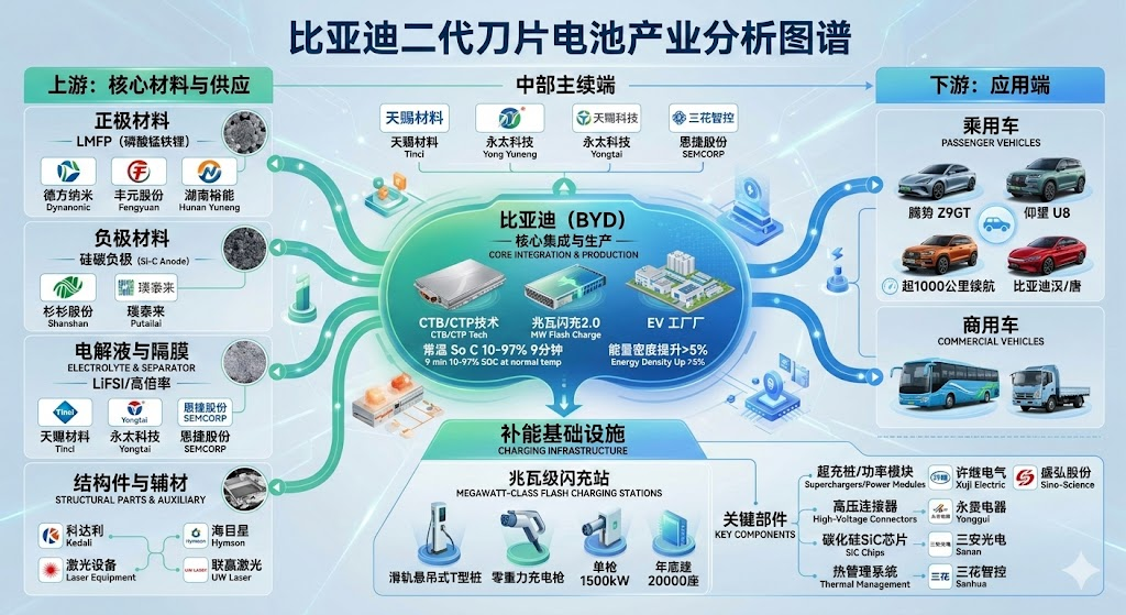 比亚迪二代刀片电池产业链图谱