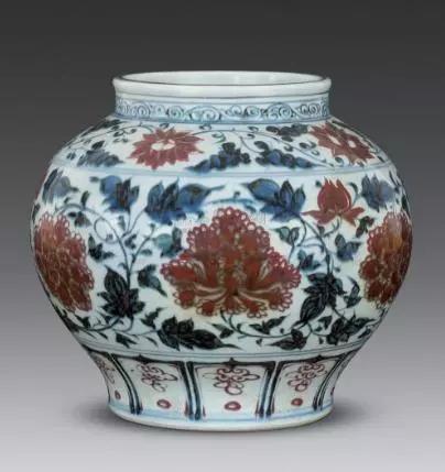 中国美術　元時代　青花唐草釉裏紅蓋物　大元国至正八年 中国古陶磁 青花釉裏紅八宝文瓶 中国陶磁器