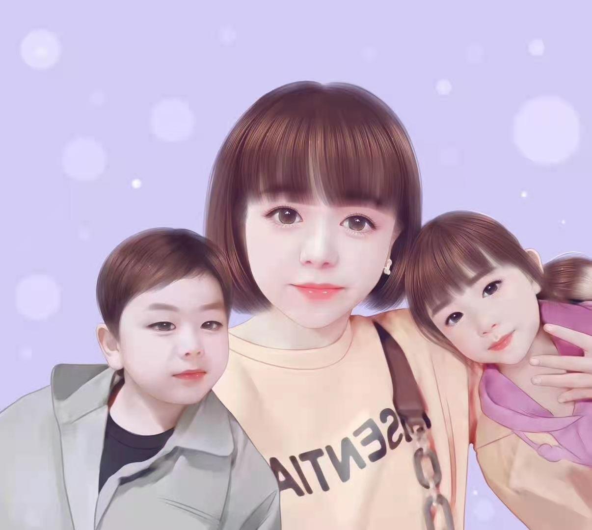 怎么做真人版的卡通头像尤其是一家三口的