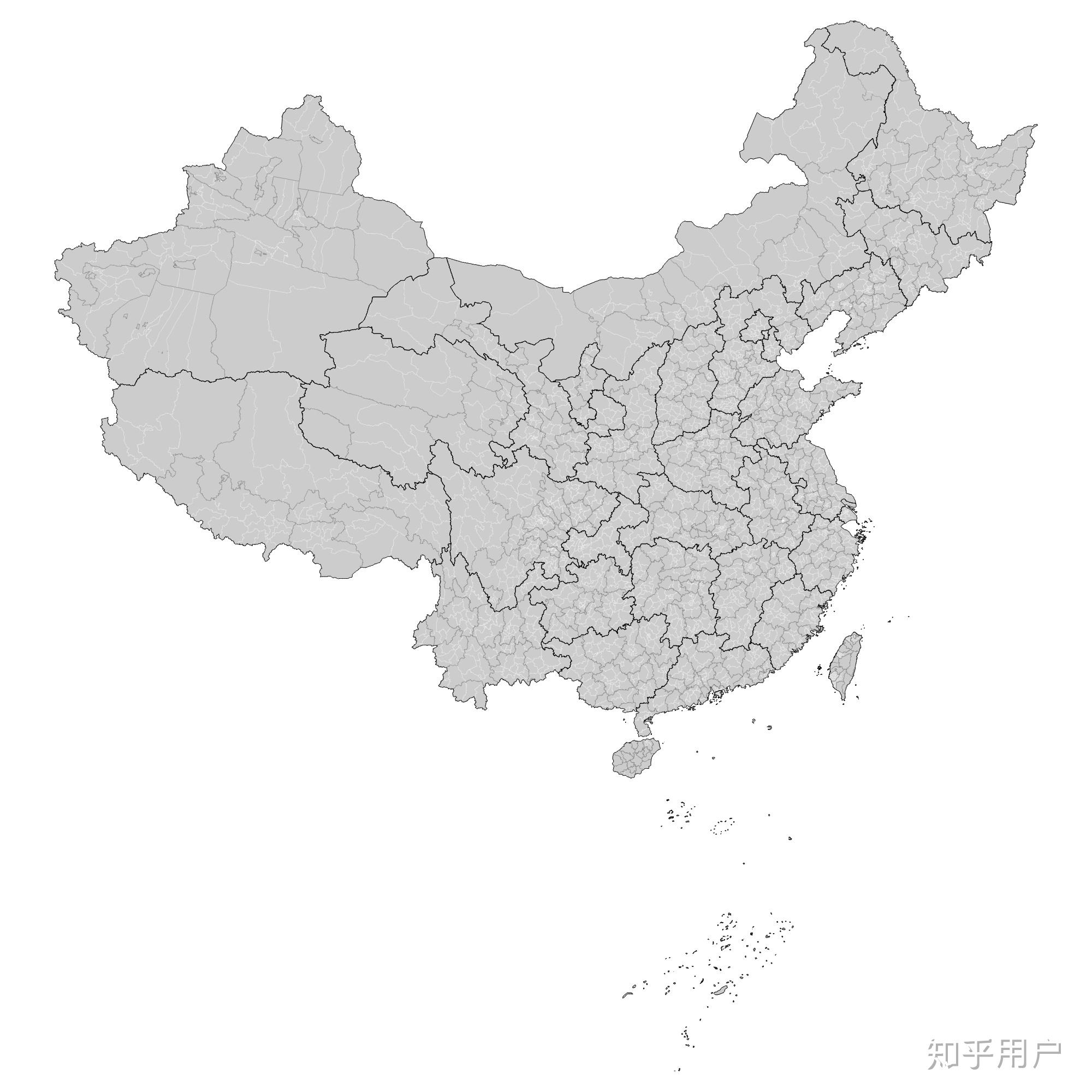 谁有那种具体到地级市的空白的全国的行政区划图