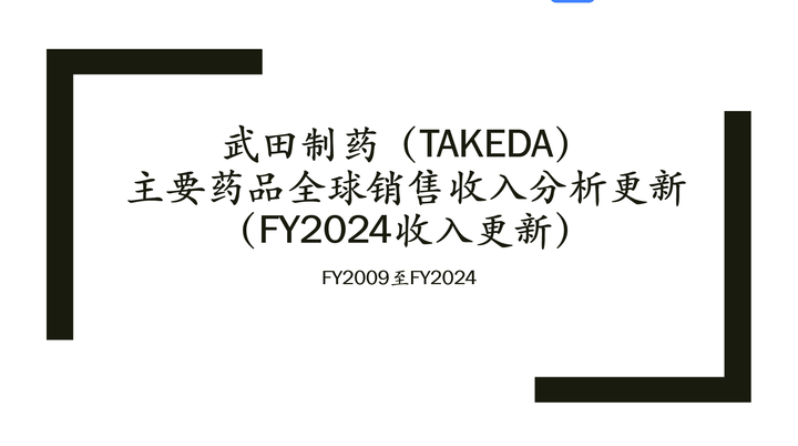 武田制药(Takeda) 主要药品全球销售收入分析更新(FY2024收入更新)-FY2009至FY2024 - 知乎