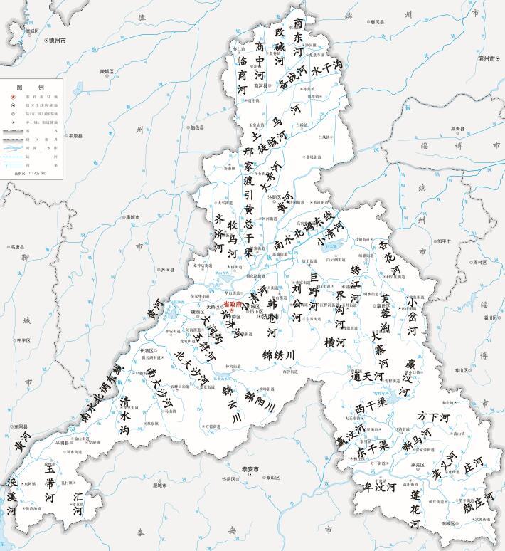 济南市河流地图特大字体版