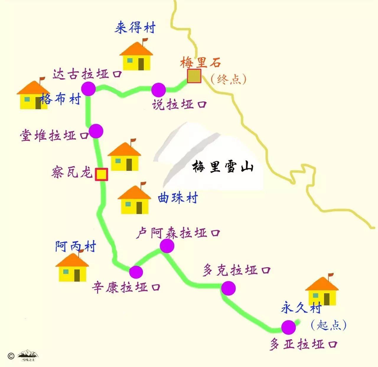 梅里雪山外转线路图图片