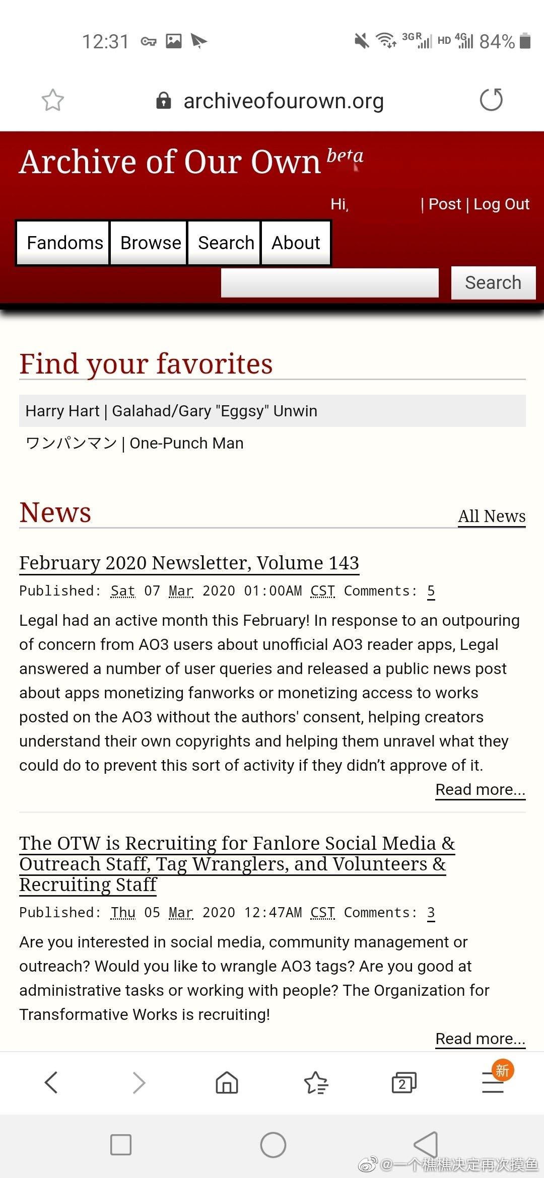 AO3ARCHIVEOFOWNOUR官网，ao3archiveofownour官网微博