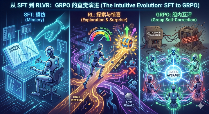 从 SFT 到 RLVR 的平滑过渡:GRPO 的直觉解释 - 知乎