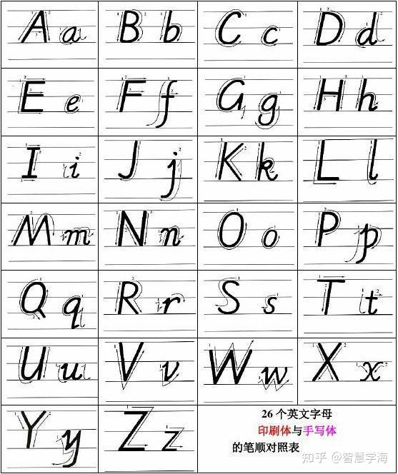 手写体英文字母的书写总结 - 知乎