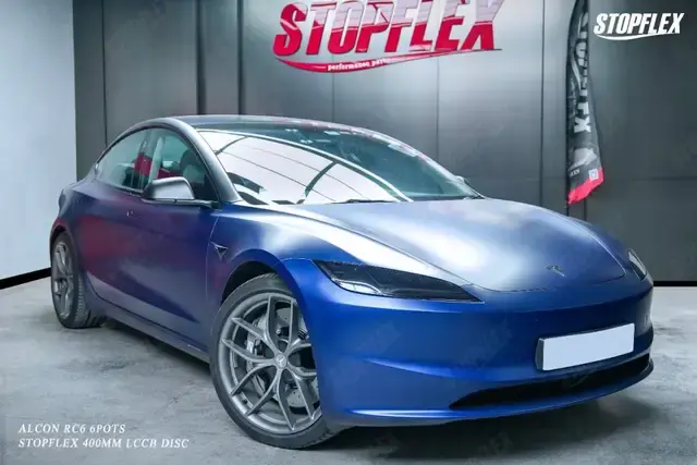 特斯拉焕新Model 3升级ALCON-STOPFLEX碳陶瓷刹车案例