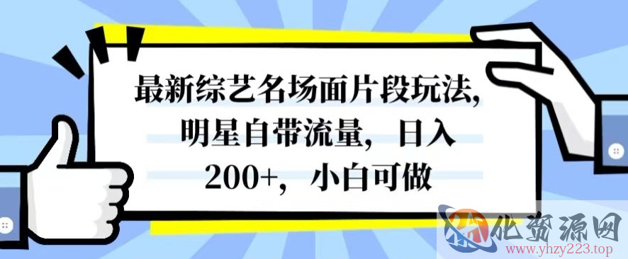 最新综艺名场面片段玩法，明星自带流量，日入200+，小白可做【揭秘】