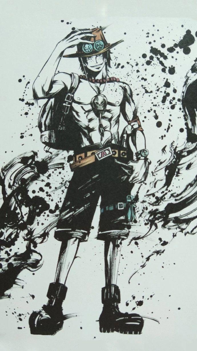 请问有泼墨版的海贼王手机壁纸吗