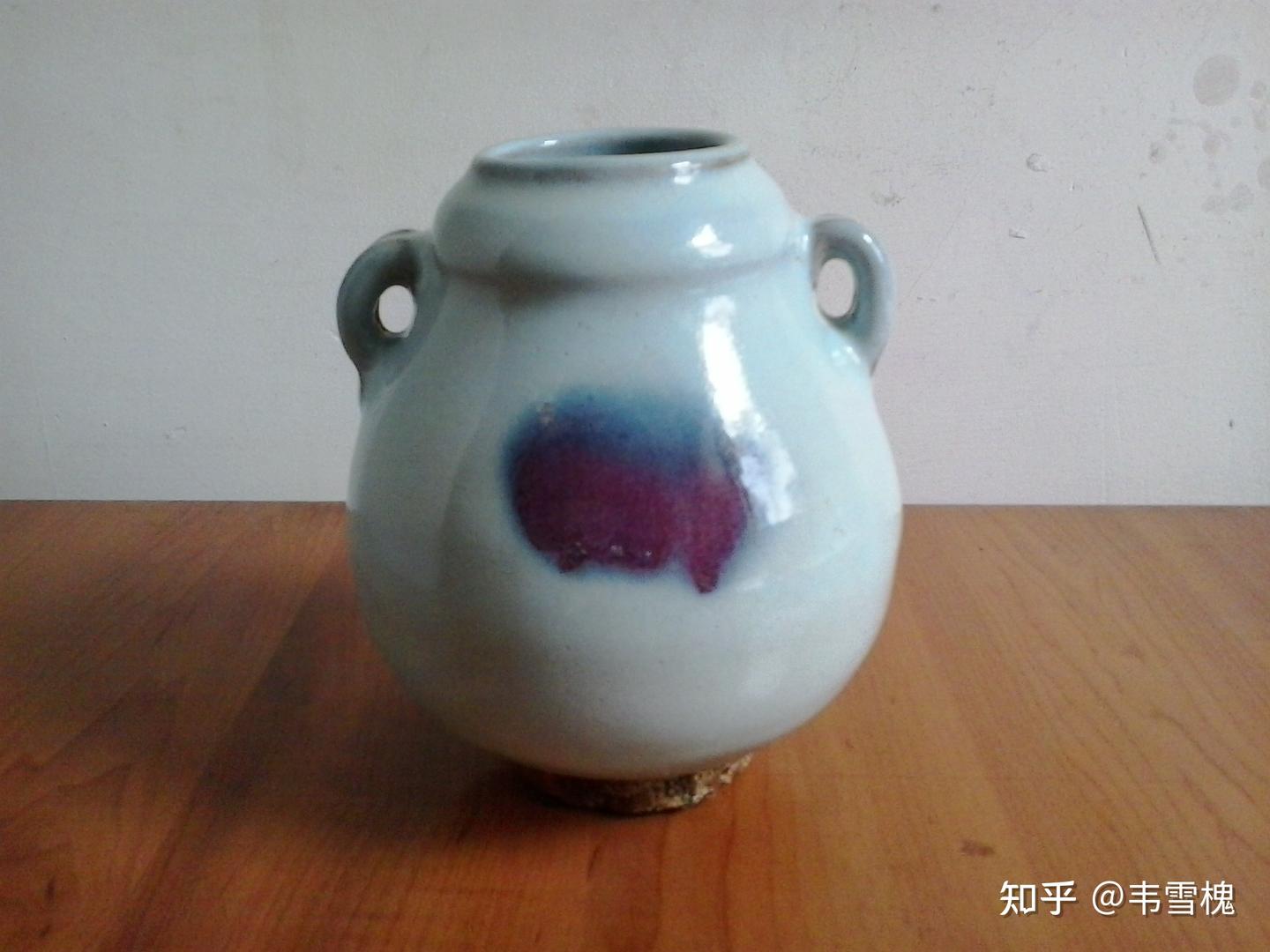 鈞窯 窯変紫斑釉渣斗花器 小壷 五大名窯 中国古玩 唐物 茶道具 WWTT228 鈞窯 窯変紫斑釉渣斗花器 小壷 五大名窯 中国古玩 唐物 茶道具