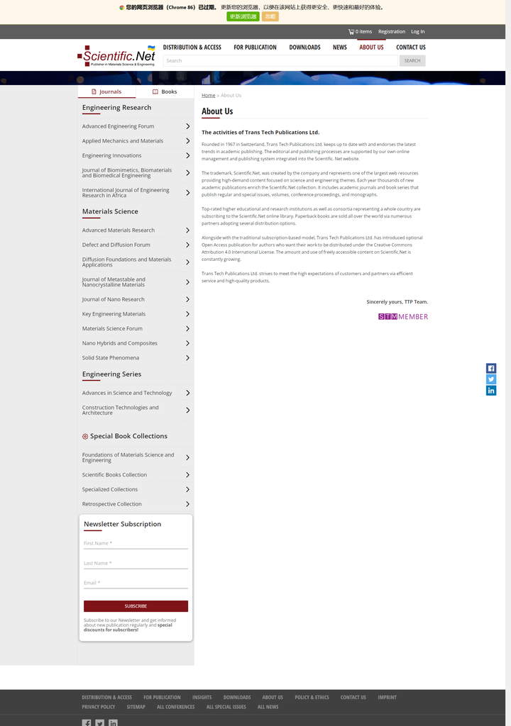Transtech Publishers Trans Tech Publications Ltd 出版社. 外文期刊 会议期刊系列征稿 - 知乎