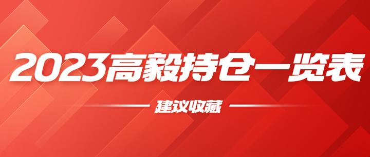 2023高毅资产最新重仓股一览！高毅私募最新持股 - 知乎