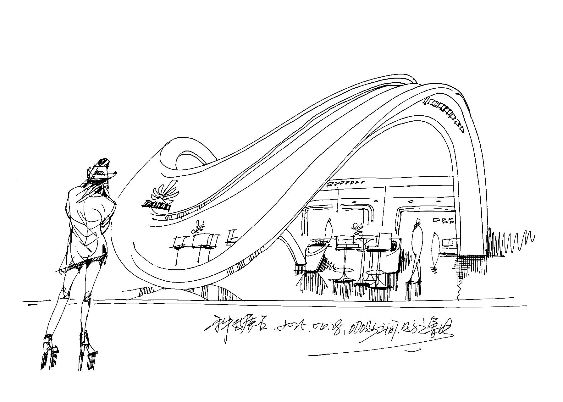 科技展台的手绘方案