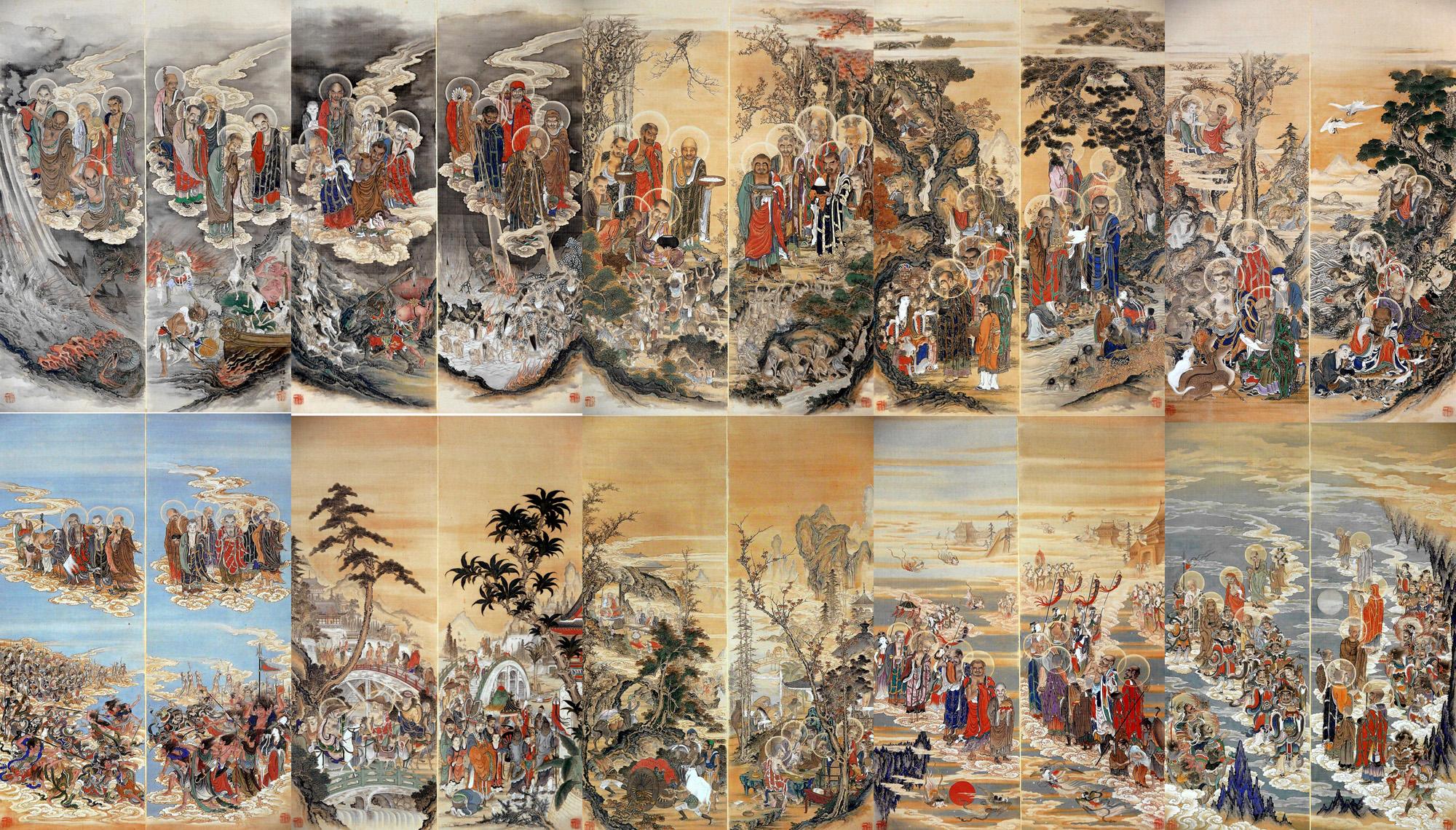 【模写】【一灯】b4805 仏画 羅漢図 中国画 狩野一信「五百羅漢」と「宝誌和尚」│顔から顔の仏たち | はてはて