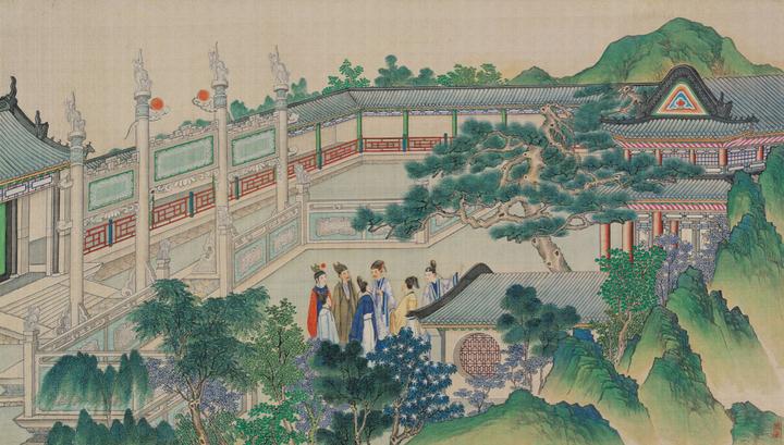 红楼梦每日一画总第52画孙温绘全本红楼梦贾政游大观园景九