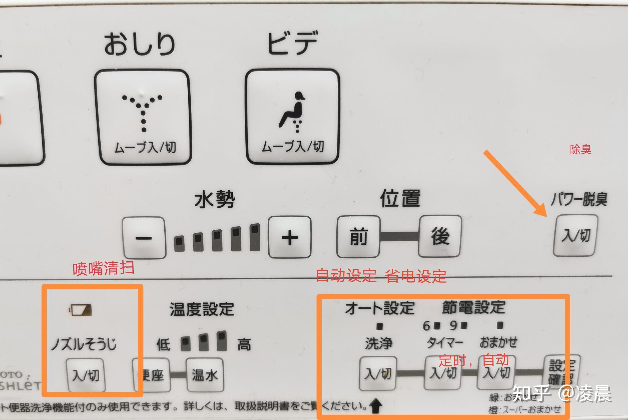 请懂日语的朋友帮我看看这个马桶盖控制面板按钮分别是什么意思啊