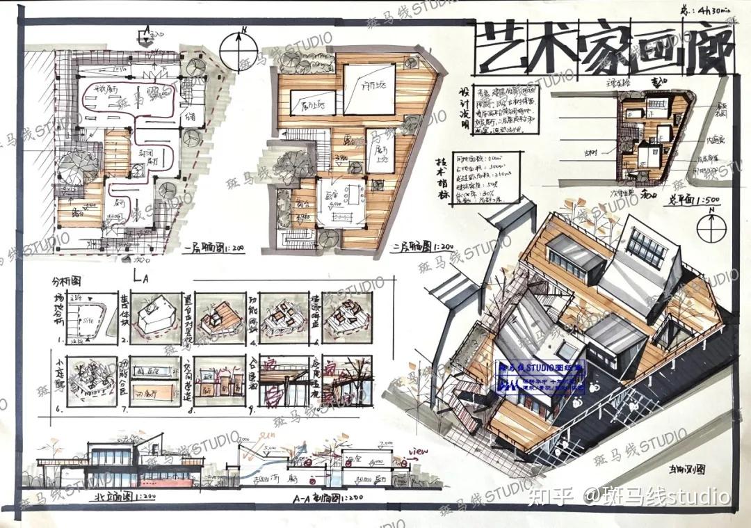 优秀建筑快题展 武汉大学建筑学2010年快题真题艺术家画廊设计 | 71 - 知乎