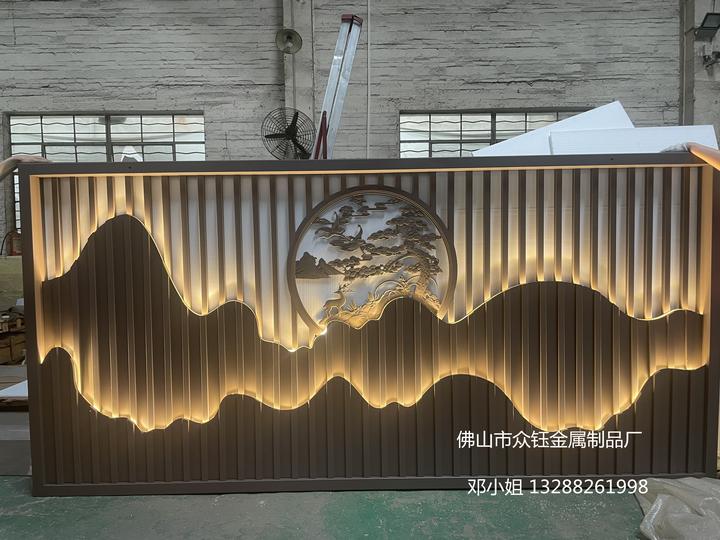 不锈钢山形屏风景墙来图定制园林中式背景墙 图片参考 - 知乎