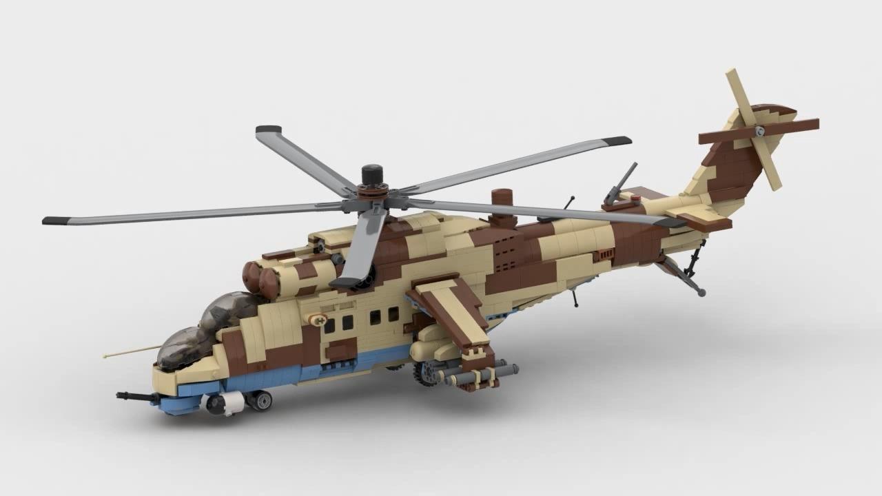 前苏联米格24军用直升机乐高moc动画拼装