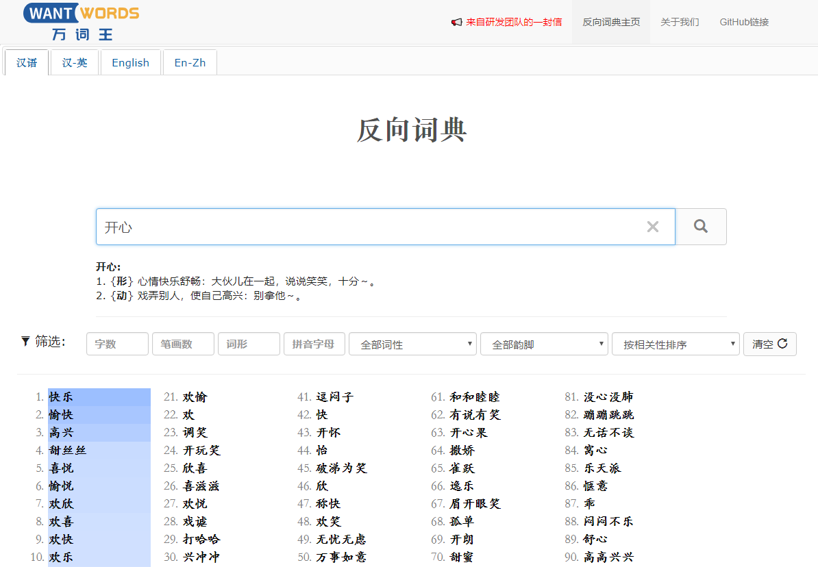 中文的同义词近义词词典或网站有哪些值得推荐? - 知乎