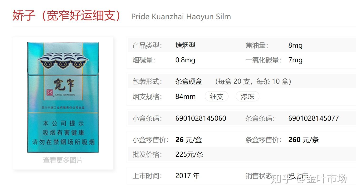 宽窄细烟蓝色包装盒多少钱