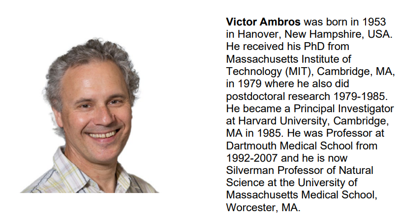 两次没给植物学家Baulcombe，2024年诺贝尔生理或医学奖颁发给Victor Ambros和Gary Ruvkun - 知乎