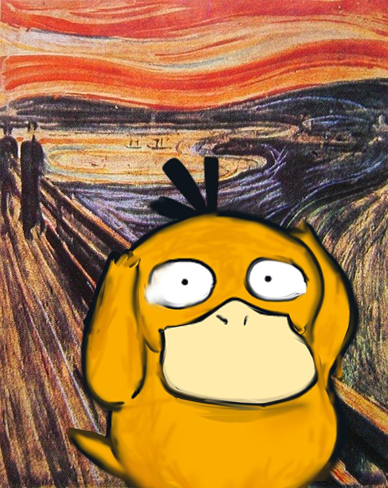 这种呐喊可达鸭的图画效果如何用photoshop做出来