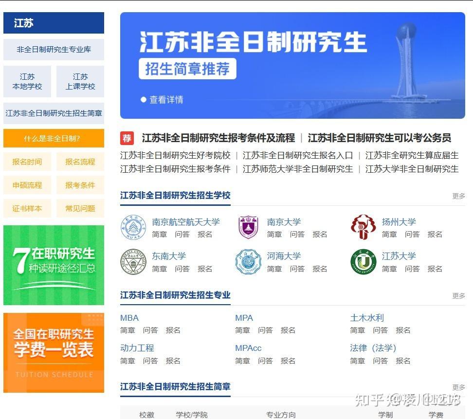 江苏地区2026非全日制研究生招生详情汇总，包含招生院校、专业目录、学制学费等！ - 知乎