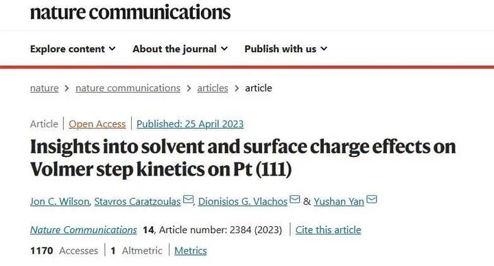 Nature子刊：溶剂和表面电荷对Pt(111)Volmer步骤动力学的影响- 知乎
