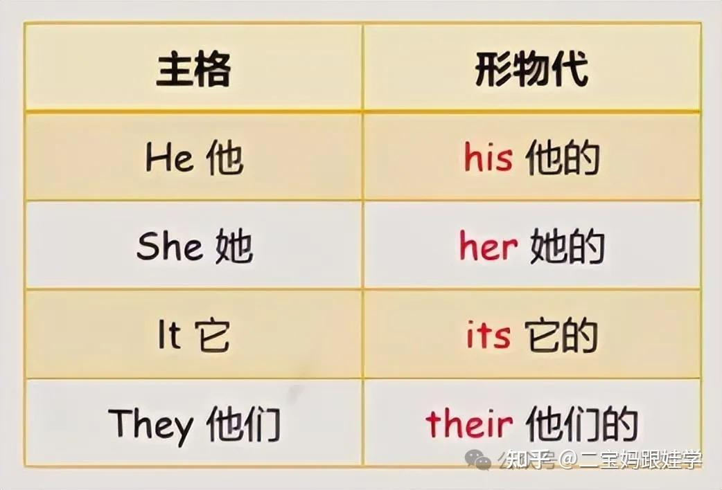 【跟娃学英语】小学英语语法——物主代词(形容词性和名词性) - 知乎