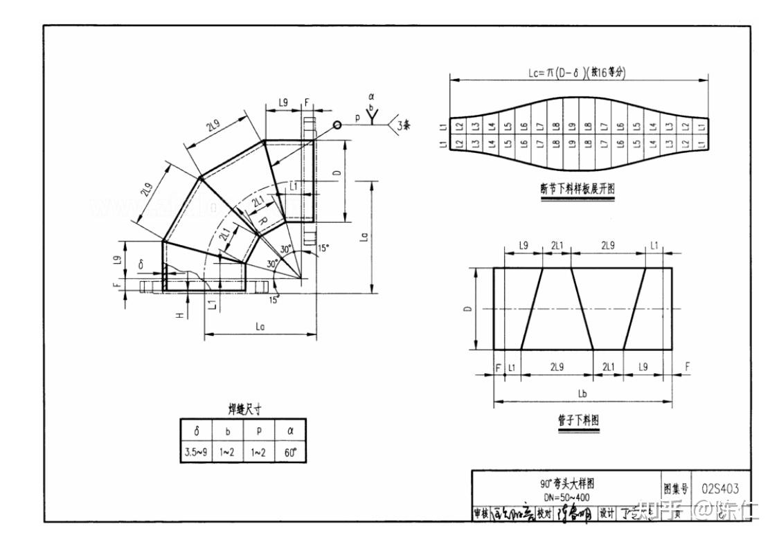 直径400mm,9o度4节弯头放样数据?