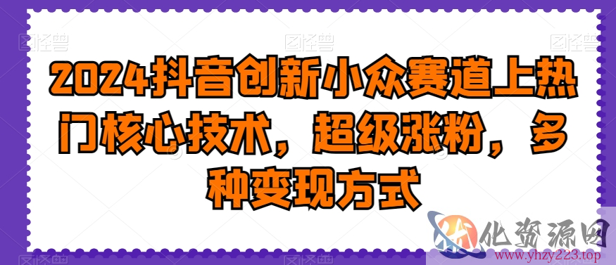 2024抖音创新小众赛道上热门核心技术，超级涨粉，多种变现方式【揭秘】