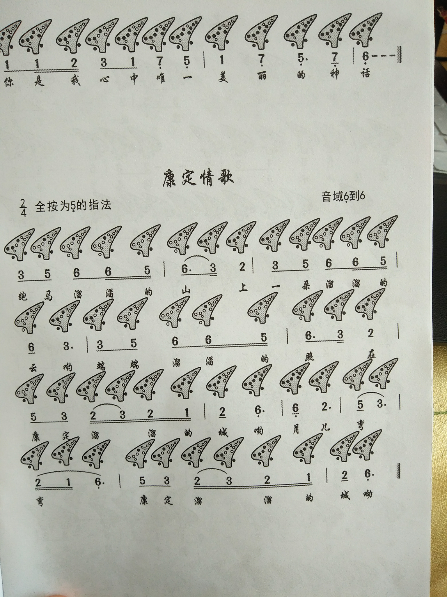 陶笛曲谱12孔神话图片