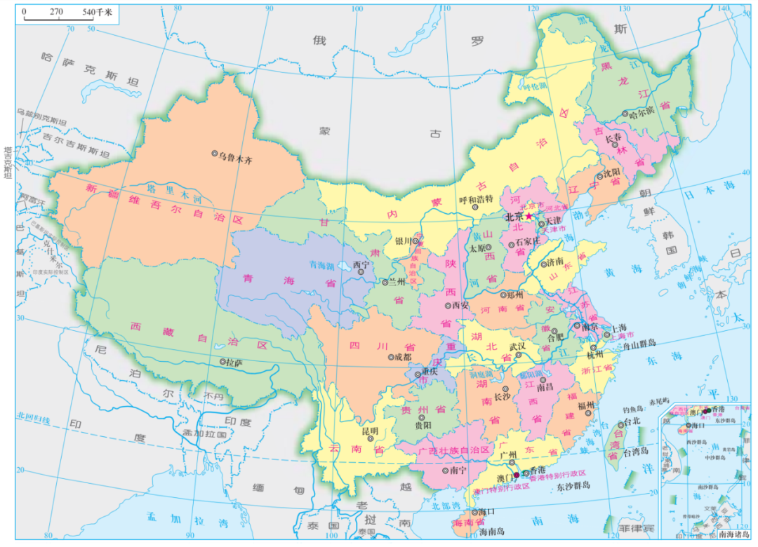 34个省级行政区简图图片