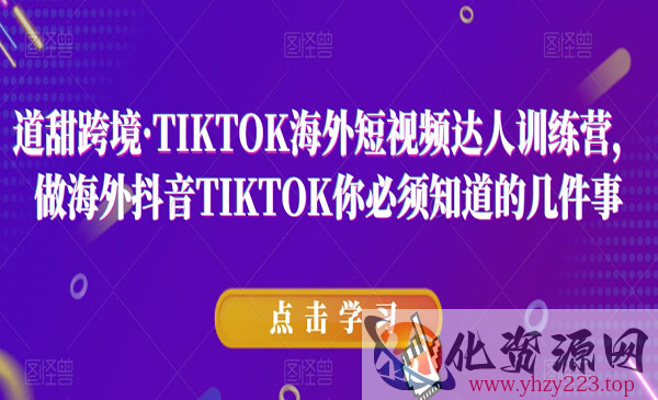 《TIKTOK海外短视频达人训练营》做海外抖音TIKTOK你必须知道的几件事_wwz