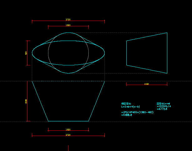 上圓下橢圓的近似圓臺展開圖該怎麼畫請看問題描述的投影圖