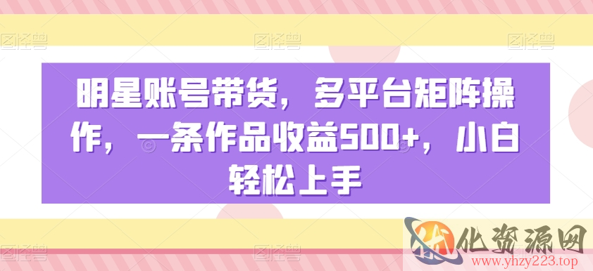 明星账号带货，多平台矩阵操作，一条作品收益500+，小白轻松上手【揭秘】