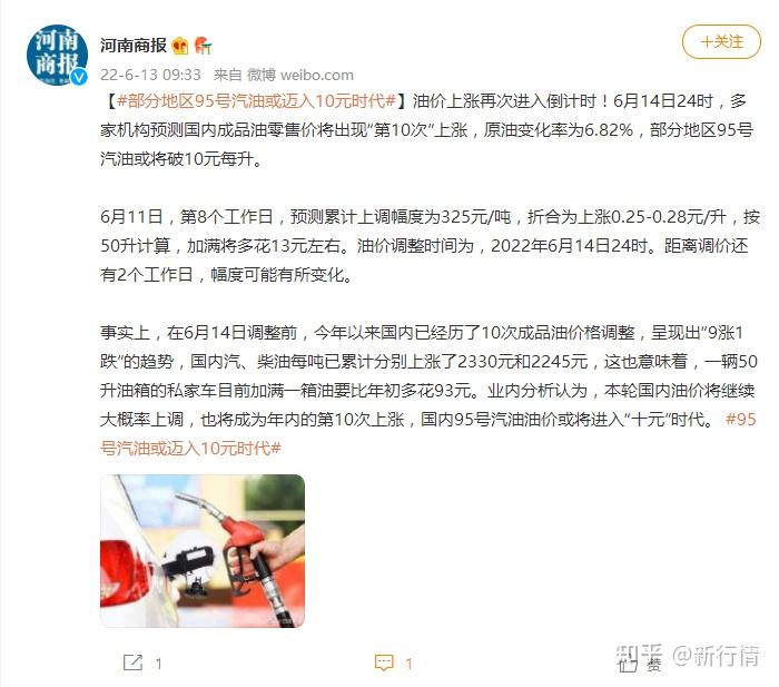 95号汽油或迎“10元时代”，高油价时代来临 - 知乎