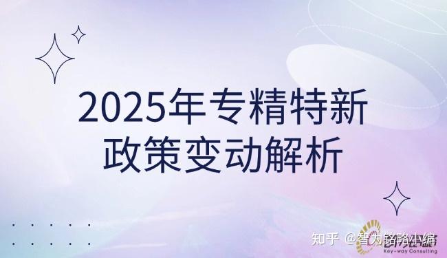 2025年专精特新政策变动解析 - 知乎