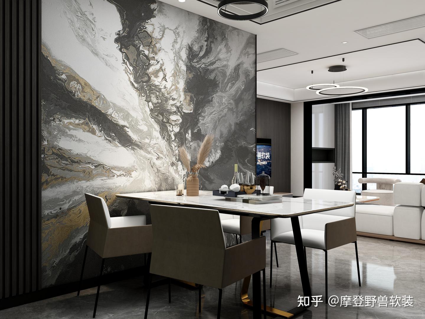 135㎡现代黑白灰，家居软装满满的高级感！ - 知乎