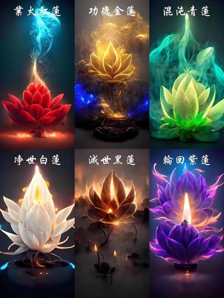 洪荒神话故事:混沌青莲,功德金莲,业火红莲,灭世黑莲