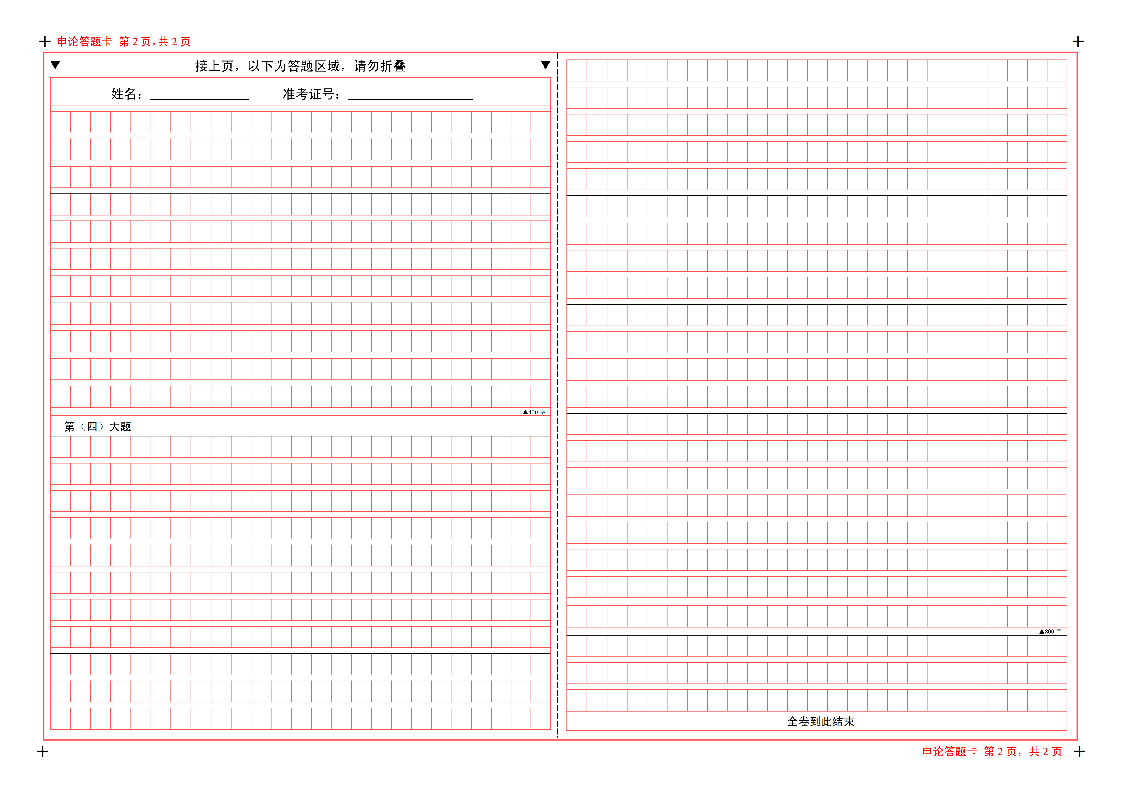 申論答題卡每道題與題之間有間隔一行的必要嗎